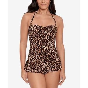 NWT Lauren Ralph Lauren Animal-Print Skirted One-Piece Swimsuit - Leopard
